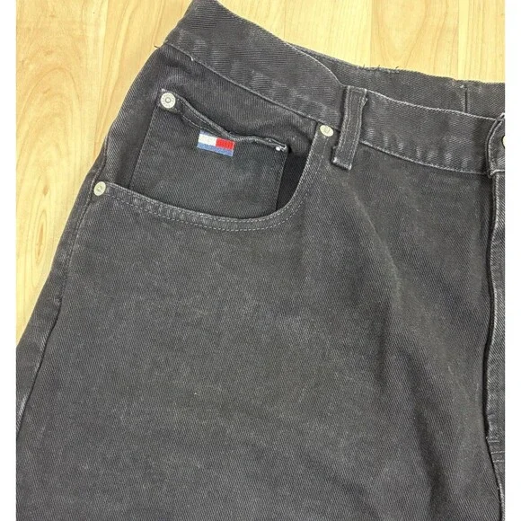 Vintage 90s Tommy Hilfiger Jeans / Black / Size 38 x 30 - Picture 4 of 7